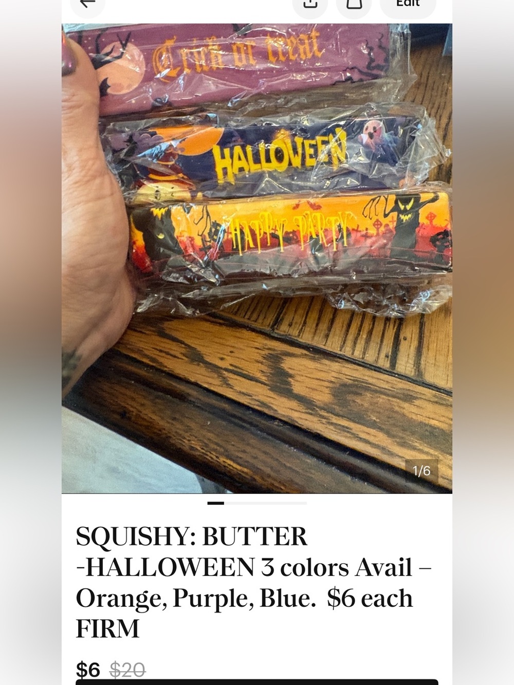 Halloween EDITIONS Kids Squishy BUTTER- Orange, Purple, Blue$6FIRM